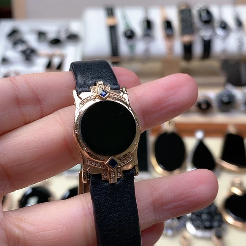 【闪购商品】翡翠手链18K金镶嵌墨翠