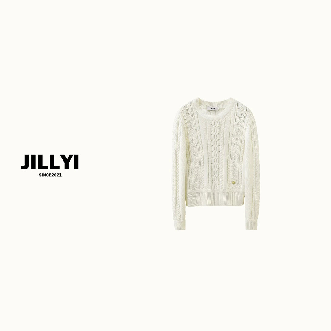 JILLYI南山店【奶油计划】小香风秋冬复古针织圆领长袖通勤宽松型毛