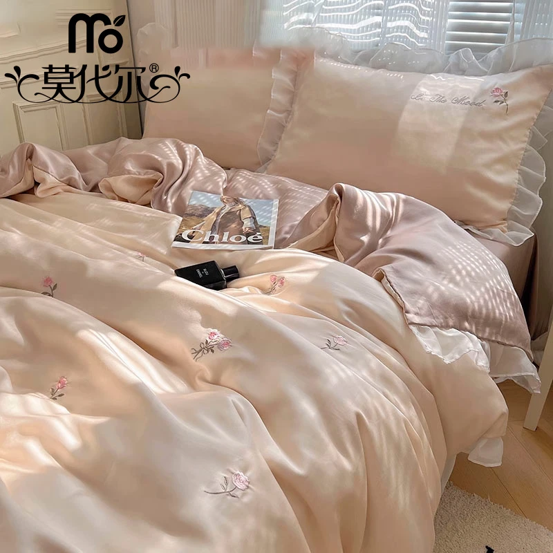 莫代尔冰丝床上四件套夏季2025新款单人轻奢床品床单被套三件套