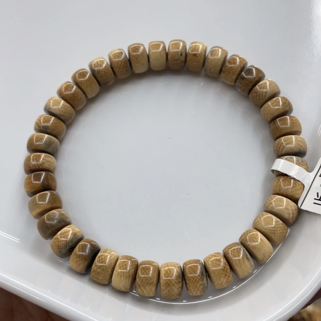 猛犸象牙手串/手链/手镯8✖️5冰咖满纹药片