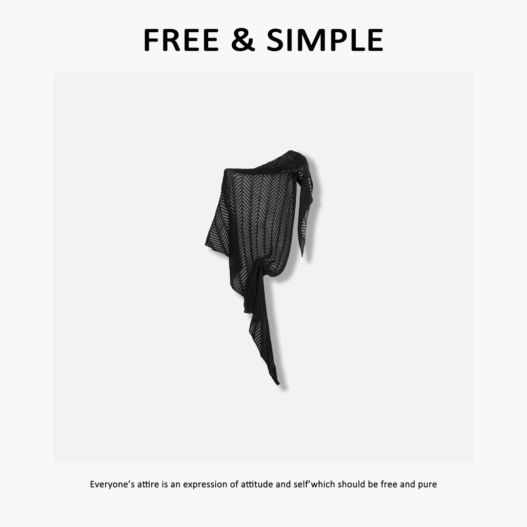 Free&Simple-'氛围感‘’韩系穿搭2025针织镂空纯色三角围巾-AL0170