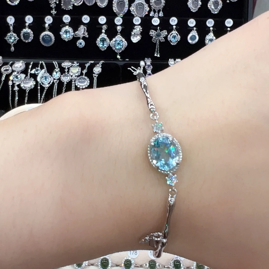 少****银S925镶嵌手链托帕石