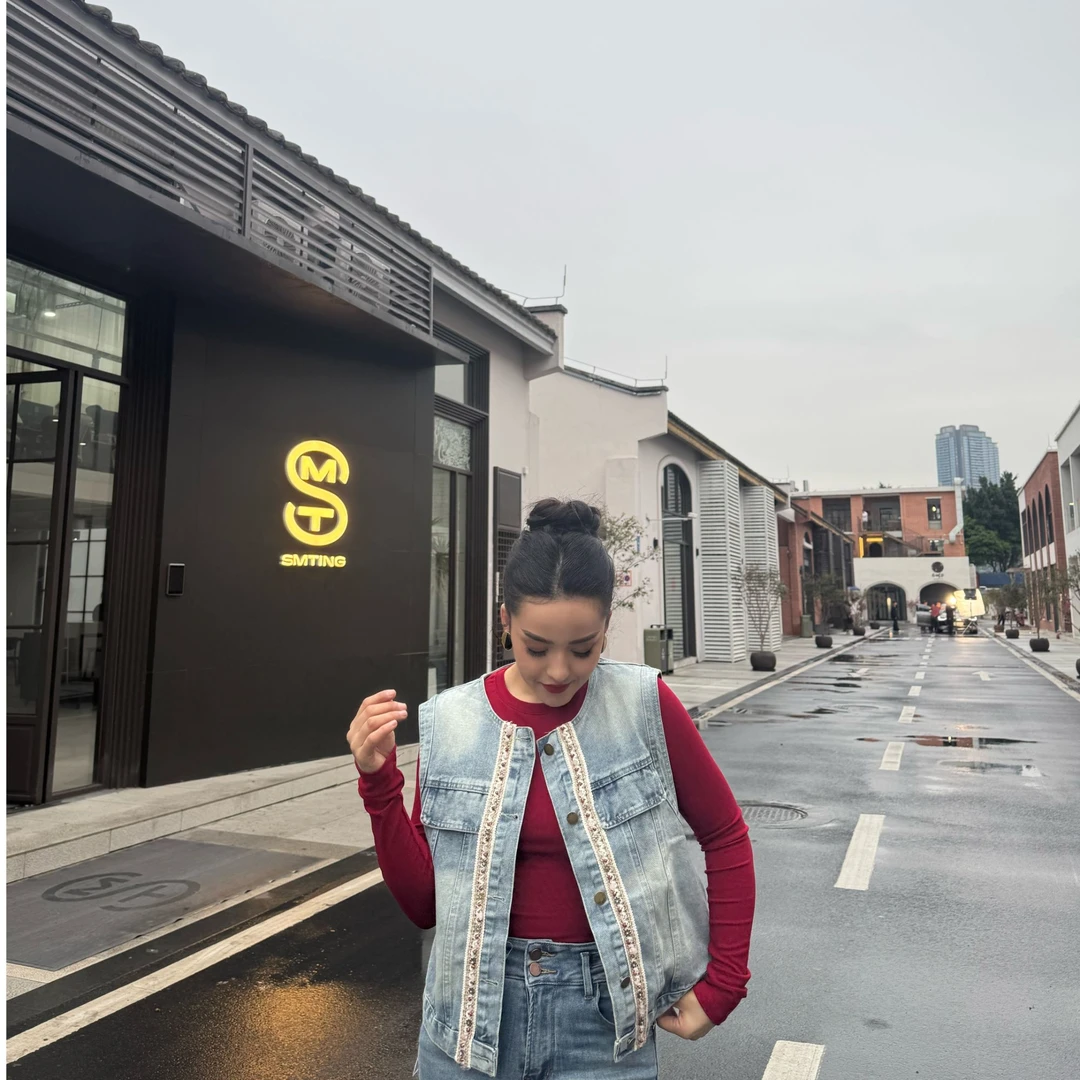 马夹复古编织修身型百搭气质拼接圆领常规款6238