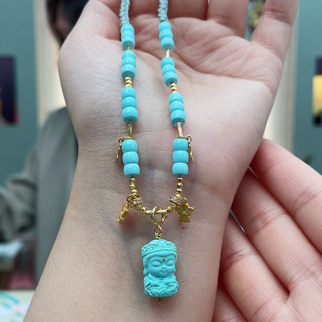 绿松石颈饰18K金镶嵌