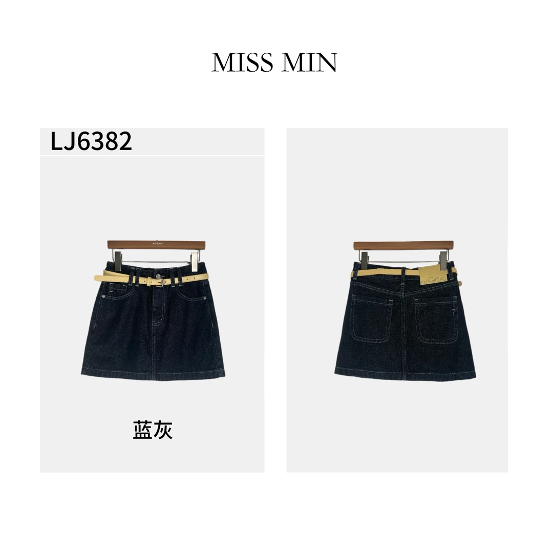 MISS MIN  LJ6382韩版网红洋气炸街女装时尚显瘦通勤高腰半身短裙
