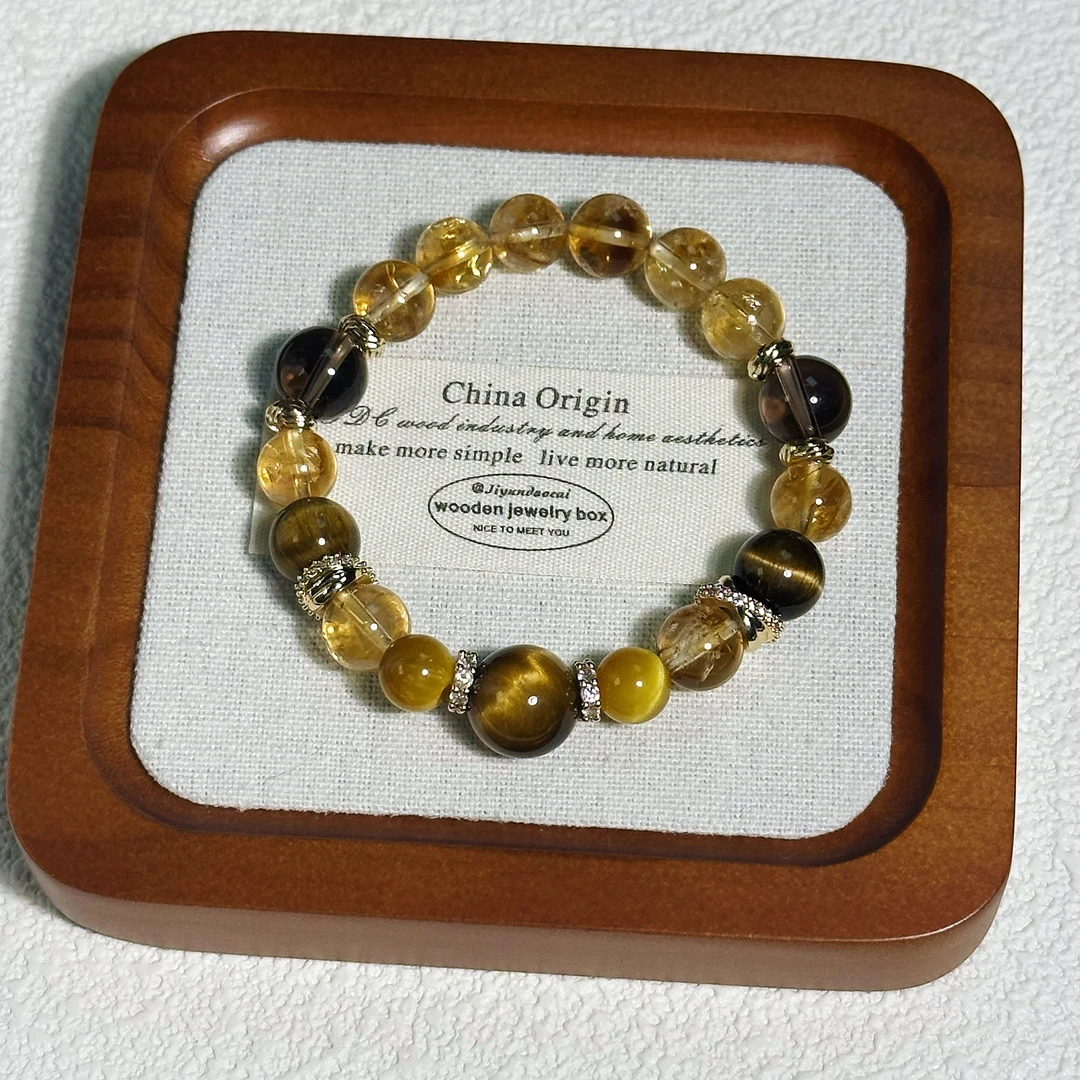 1608-【金霸】黄塔晶原创小众设计手串茶晶虎眼石多宝设计感手链