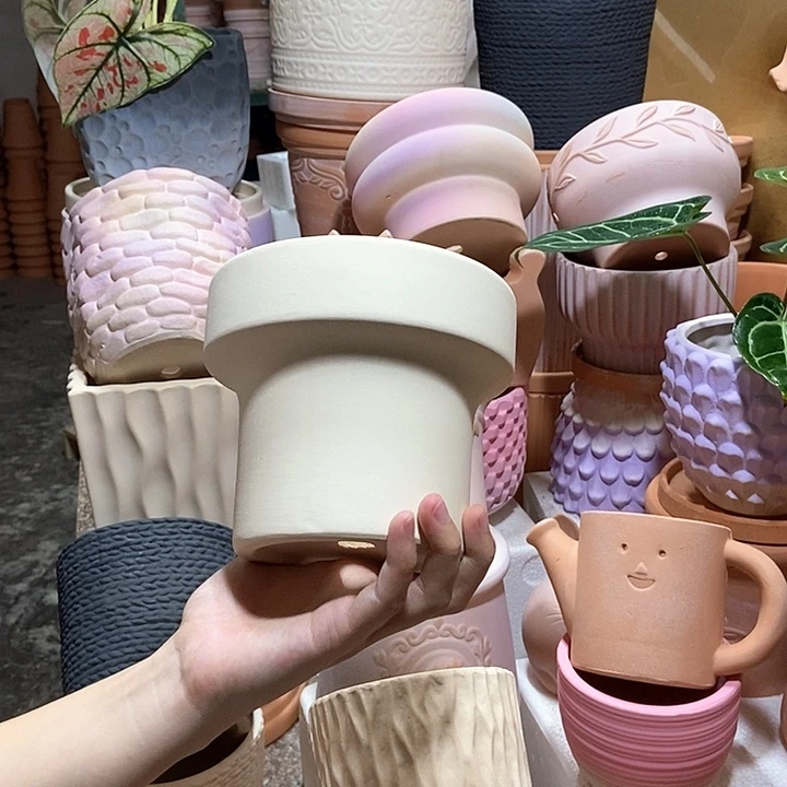 15×13白陶束腰盆 粗陶1个