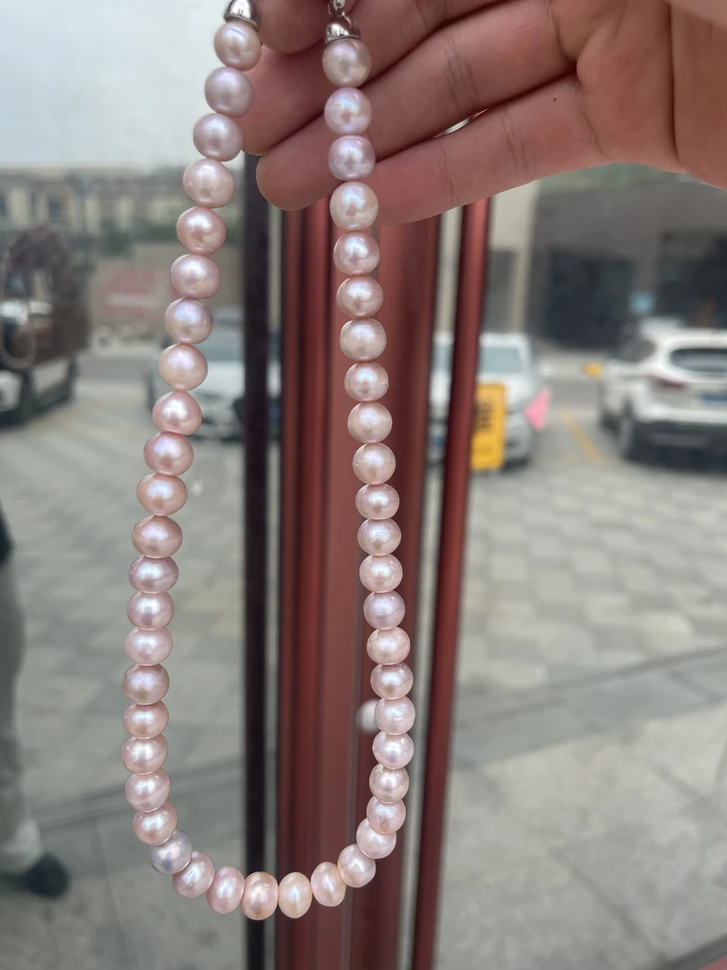 904天然珍珠紫粉女项链