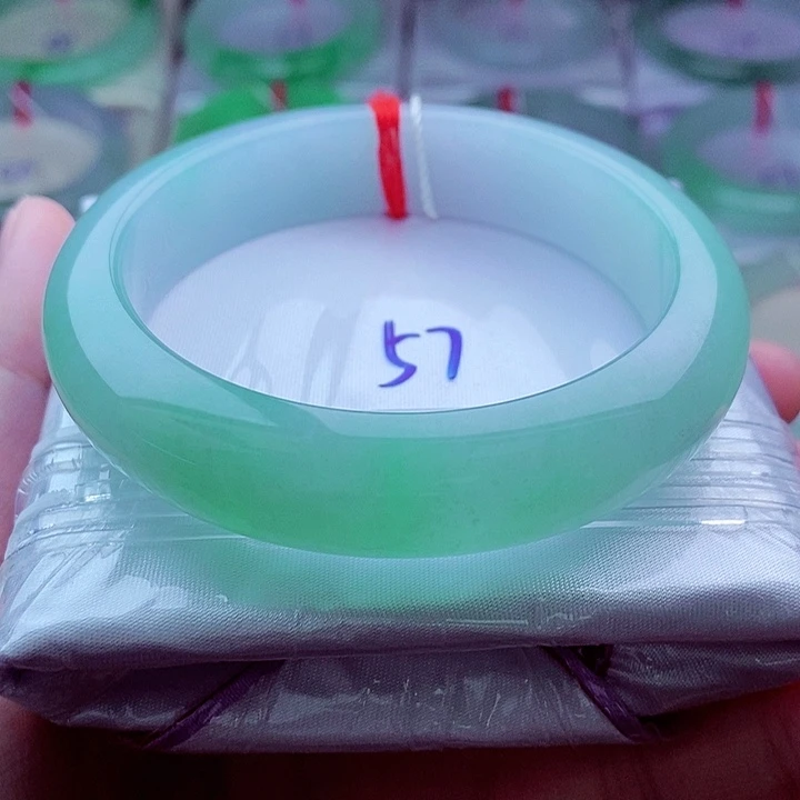 翡翠未镶嵌手镯0327-57圈口 翠绿  轮胎