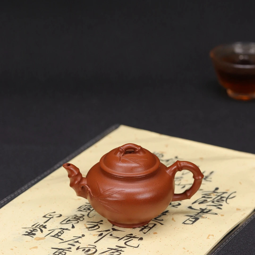 竹节笑樱 | 精工手制紫砂壶原矿朱泥    容量140cc