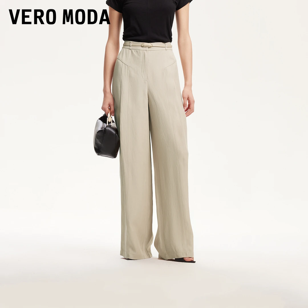 Vero Moda休闲裤女25春商场同款新品欧若风压褶纯色阔腿325139002
