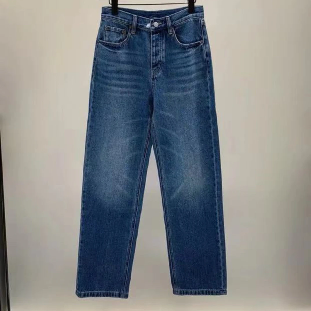 【BAI】秋款高腰显瘦复古直筒牛仔裤女气质长裤250627