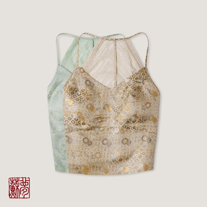 {苏梦}花间细语桑蚕丝百搭优雅吊带背心0104503