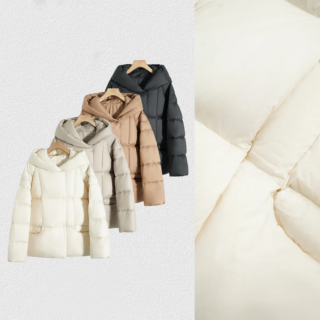 云朵连帽纯色超轻90白鸭绒羽绒服女短款新款加厚休闲外套冬