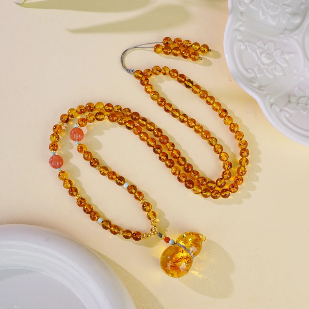 Pei FashionA02829琥珀花珀葫芦项链多样性发一