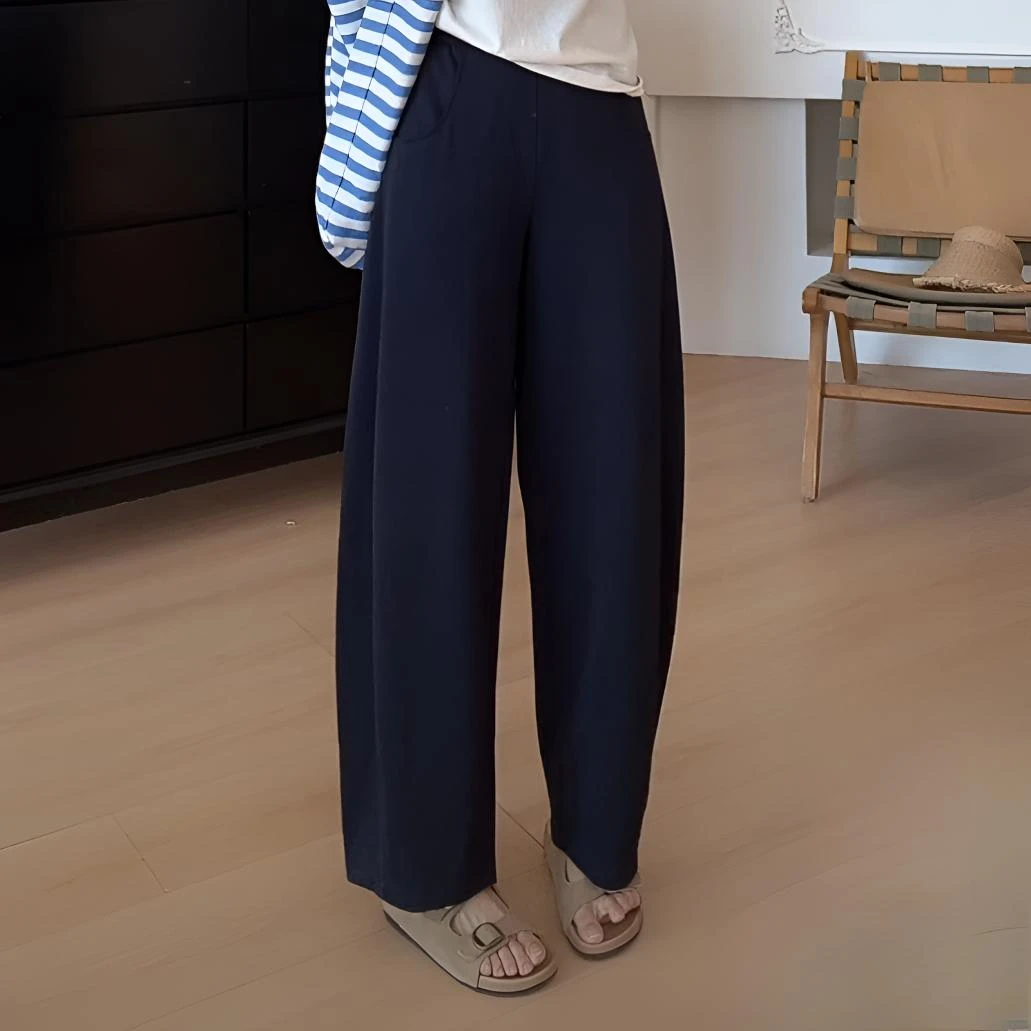 【余欢欢】夏季韩系气质松紧腰显瘦休闲长裤-YHK50158