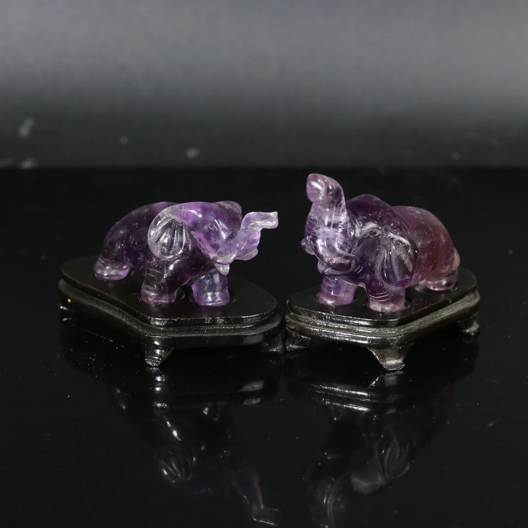 民国紫水晶象（一对）【华豫之门】AAGTY251227014