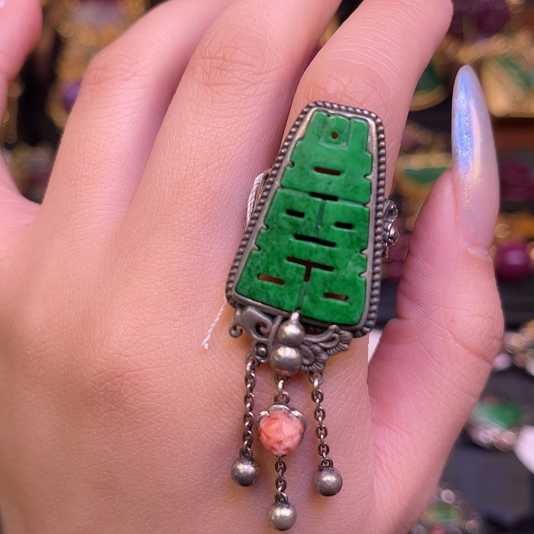 翡翠银S925镶嵌戒指