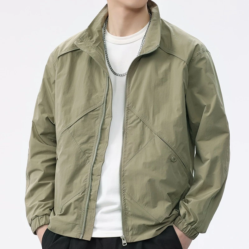 2025春季新款男士时尚潮流户外休闲运动百搭立领宽松大码夹克外套
