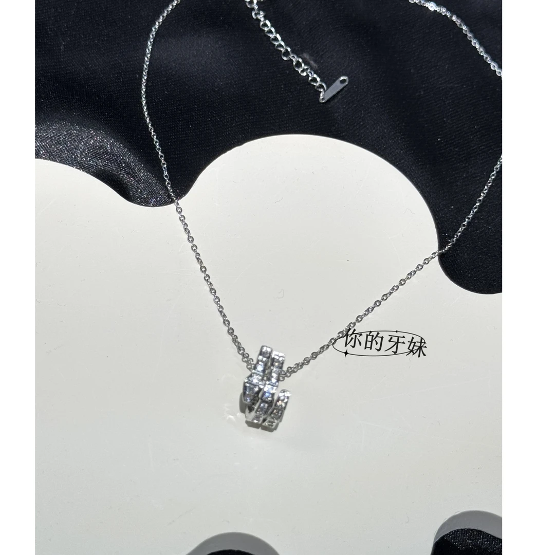 合金项链 竹节满锆项链XL526轻奢时尚百搭小众欧美小众