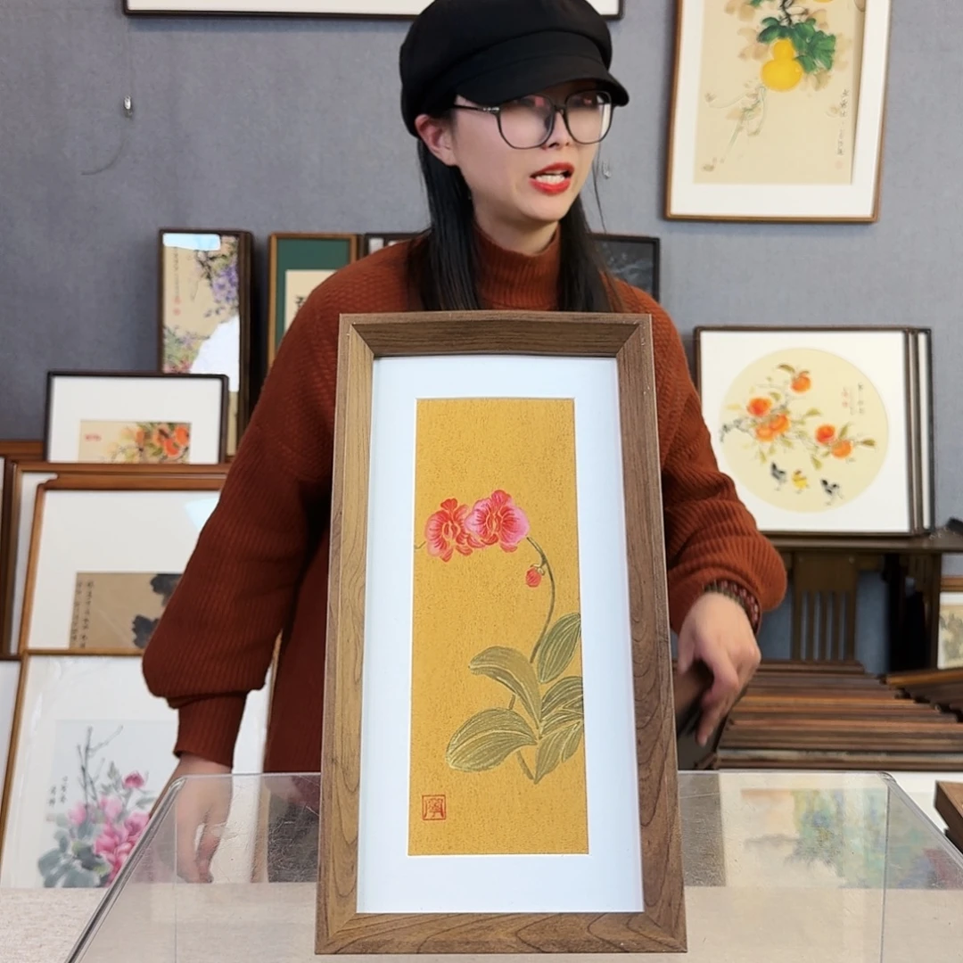 国画手绘带框尺寸：16*29