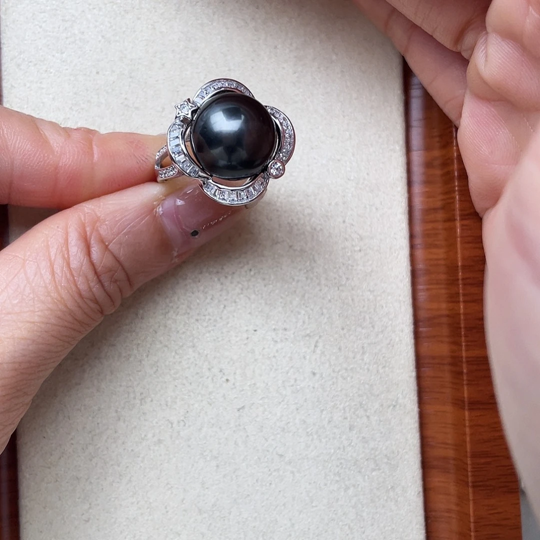 银S925镶嵌海水珍珠戒指