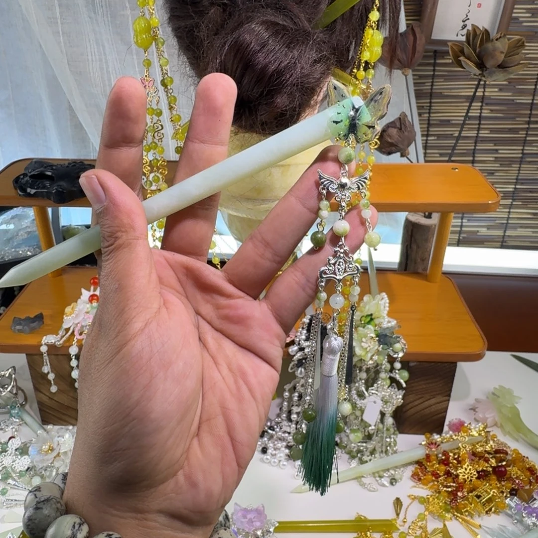 蛇纹石玉合金发饰