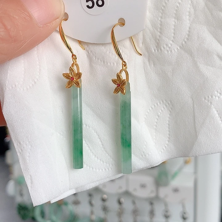 翡翠耳饰银S925镶嵌翡翠