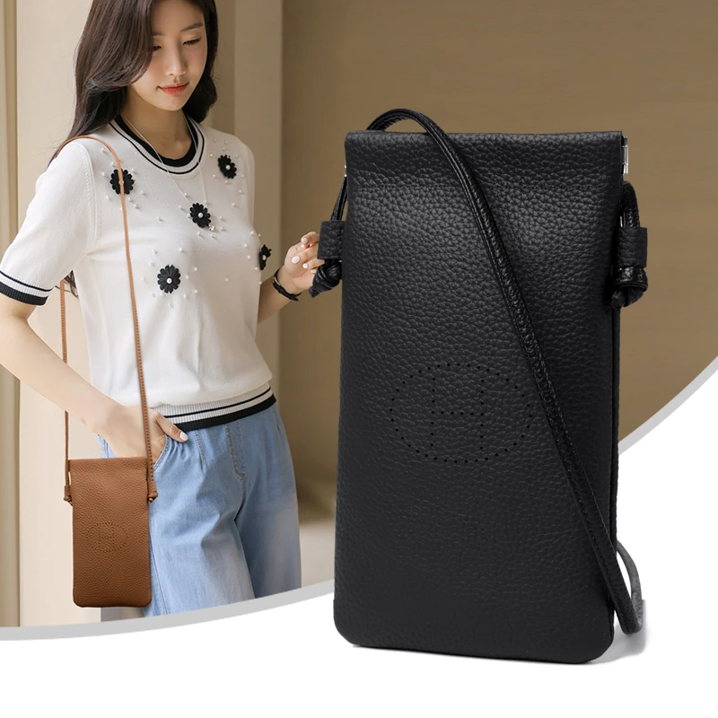 牛皮包包真皮手机包小挎包韩版百搭时尚牛皮单肩斜挎包牛皮小包包