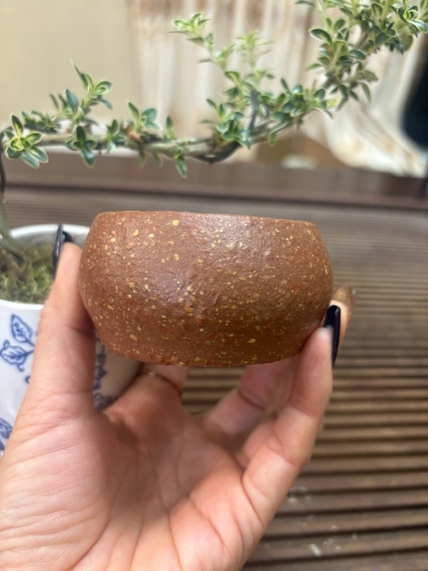 宜兴紫砂原矿红降坡粗砂8目缸杯容量120左右