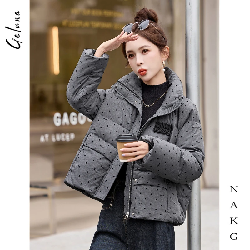 NAKG短款立领羽绒服女2025冬季新款小个子加厚高级感波点保暖外套