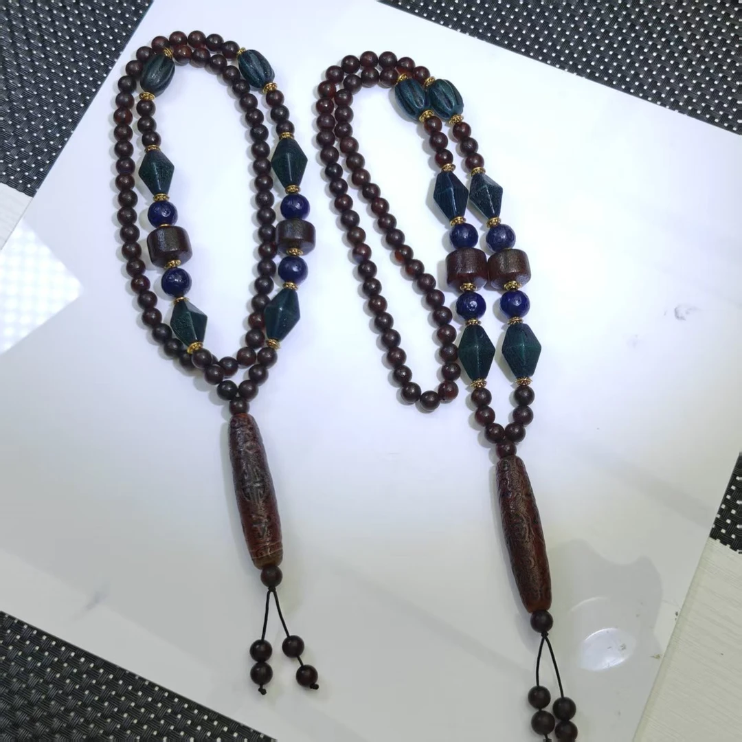 S8080【福嘟嘟】龙帝寿喜玛瑙桶珠项链-送礼佳品-多样性只发一件