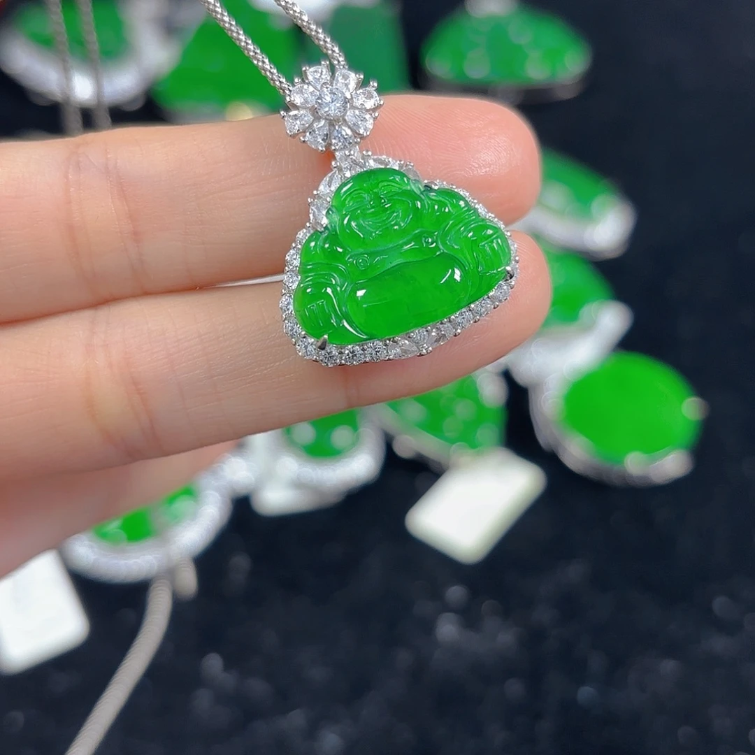 翡翠银S925镶嵌吊坠(不含链)