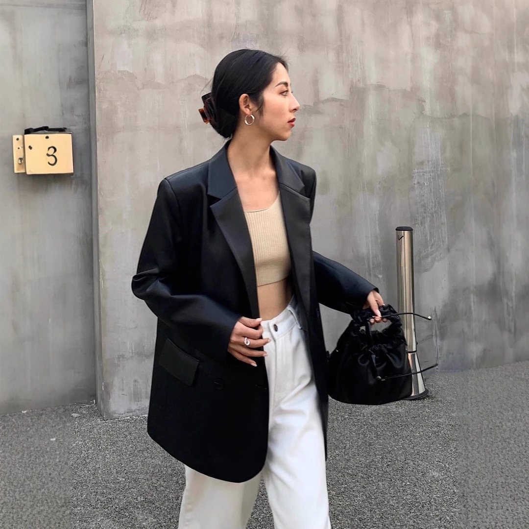 常规黑色皮衣外套女2025年新款春秋短款韩版宽松复古港风机车pu夹