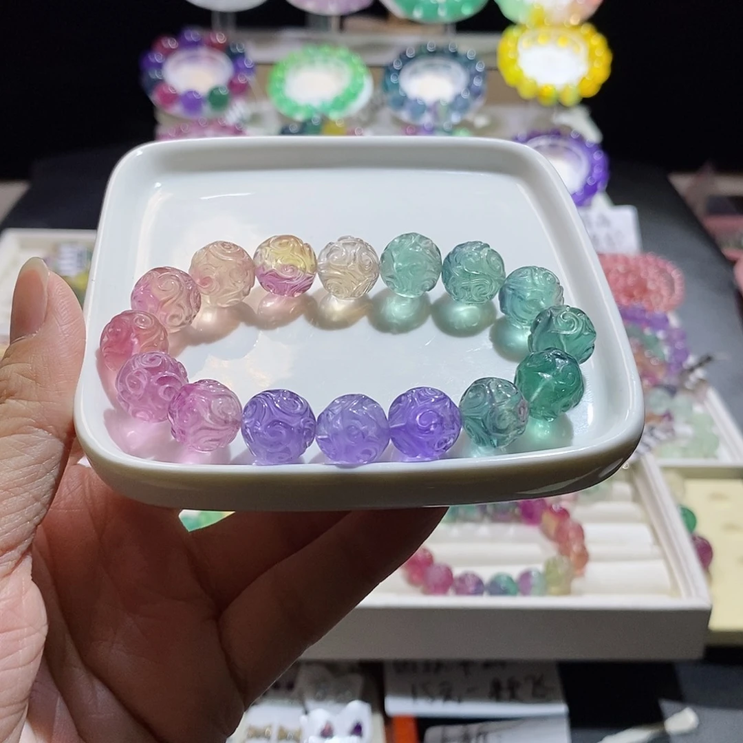 手链萤石未镶嵌福利价 渐变回纹12加