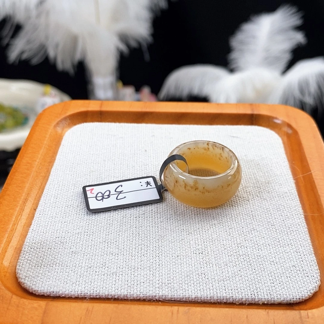 和田玉未镶嵌戒指r25桂花糖渐变18.5