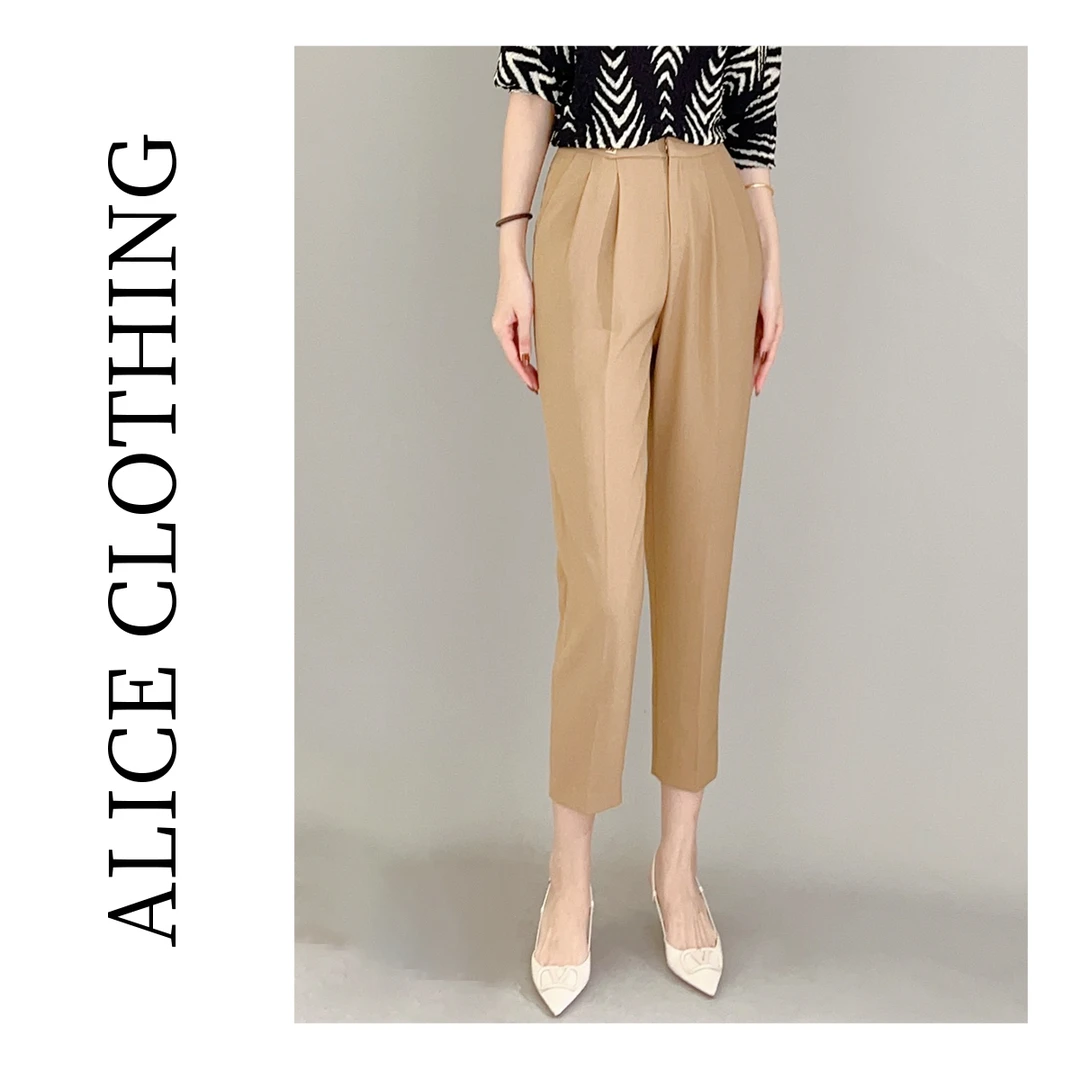 4[[alicelulu]]]“精英女性”通勤九分裤优雅压褶垂顺显瘦H621169C