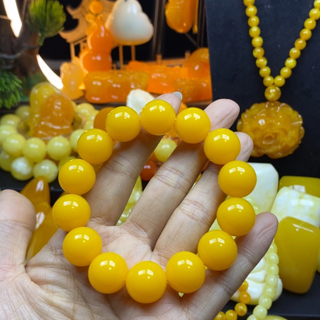是***呀非金属全品无暇鸡油黄16精品手串
