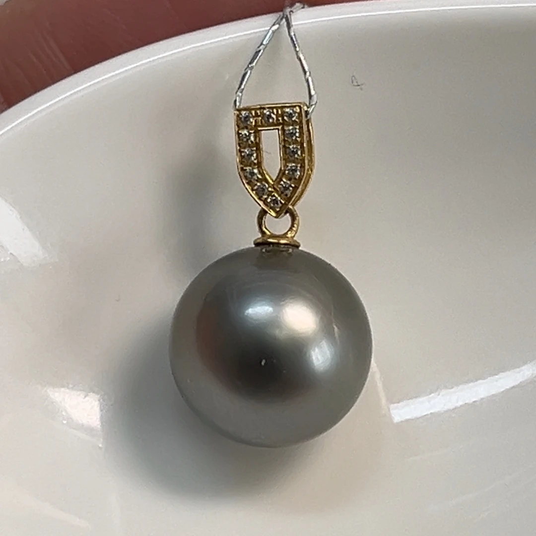 海水珍珠吊坠(不含链)18K金镶嵌11.7mm