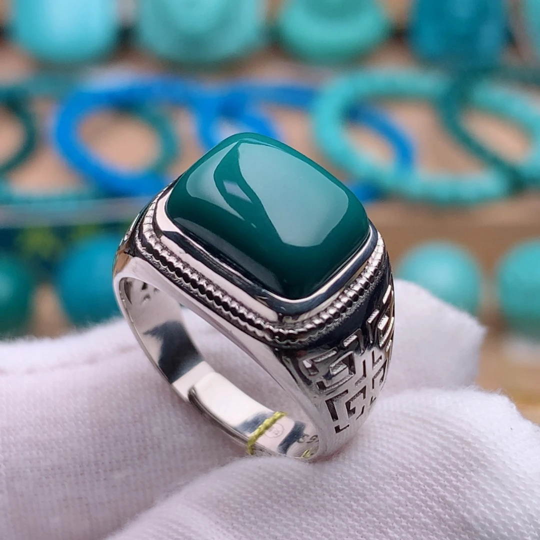 银S925镶嵌绿松石珠宝奇石一*