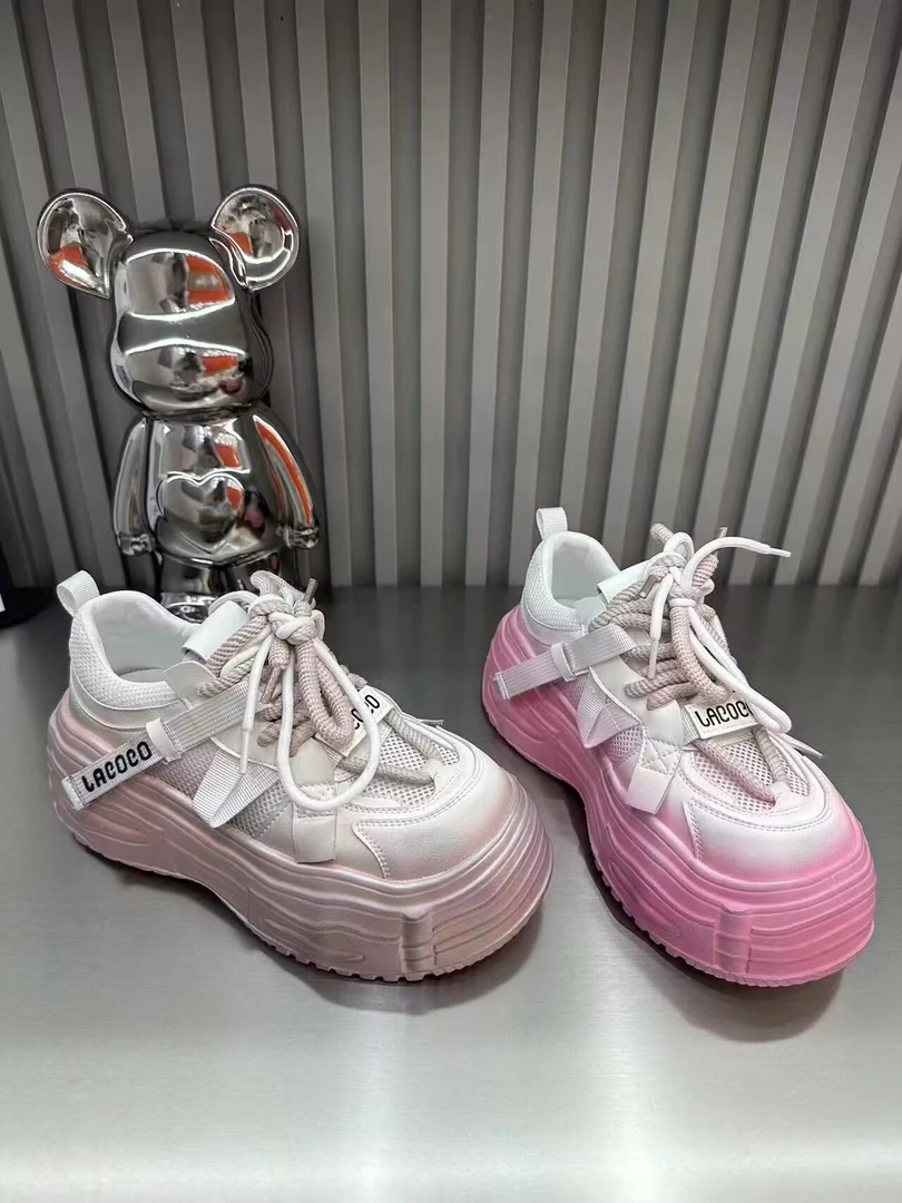 复古松糕厚底网面透气女鞋9108-37