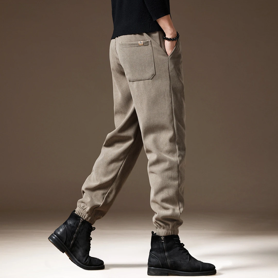 高端重磅软糯雪尼尔加厚休闲裤男冬季加绒灯芯绒宽松大码男士卫裤