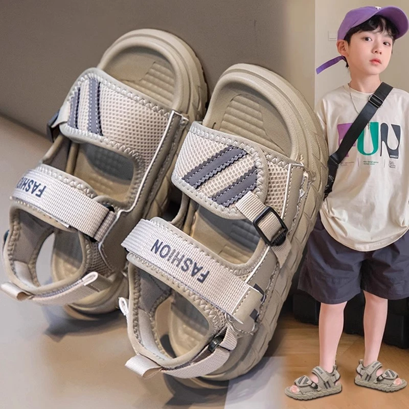 ABC儿童凉鞋男童夏季2025新款软底防滑运动沙滩鞋中大童男孩凉拖