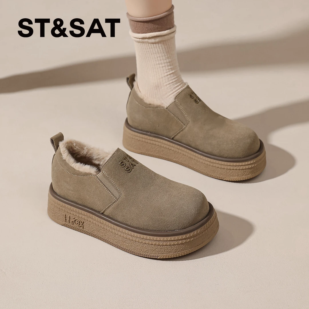星期六一脚蹬勃肯棉鞋女款2025新款冬季雪地靴复古轻便东北棉鞋女