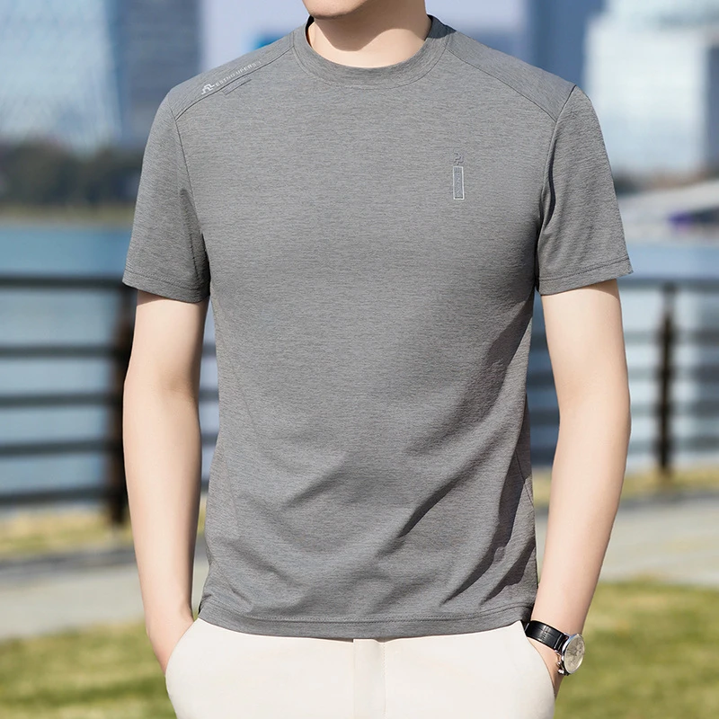 高档棉质短袖T恤 男士夏新款运动健身半袖体恤衫速干上衣
