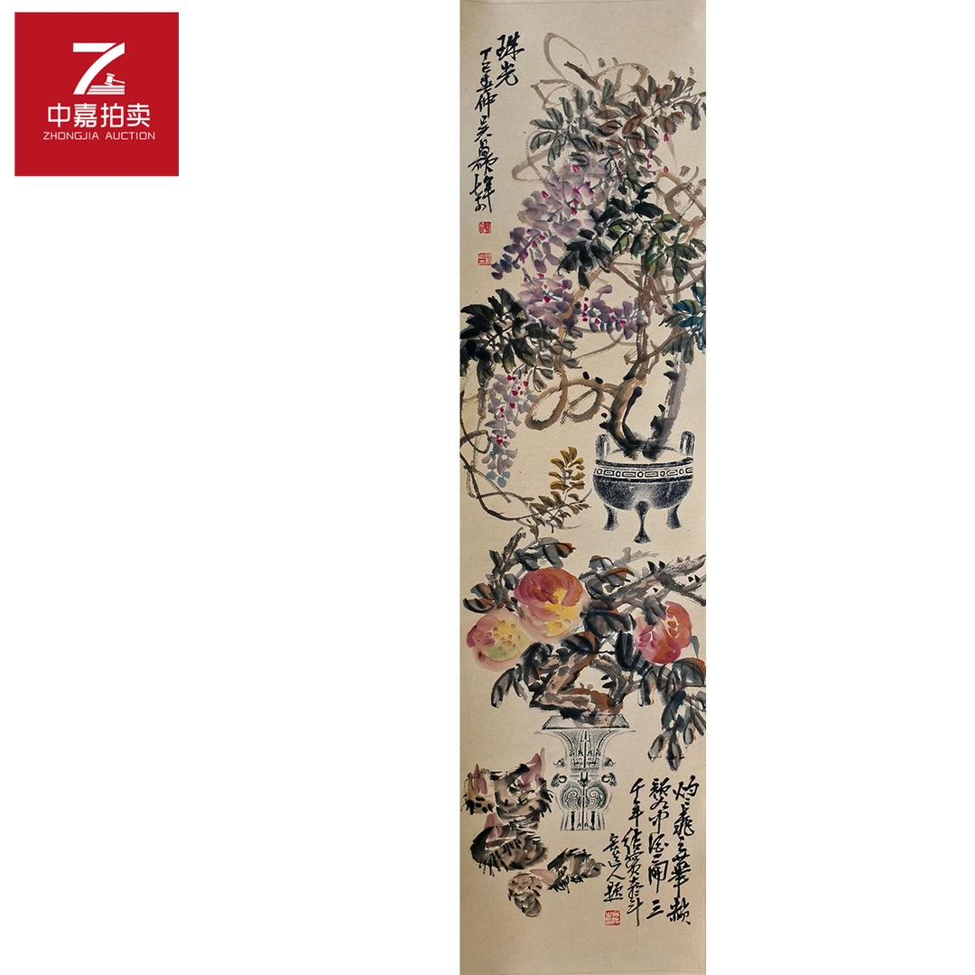 2-3-3 0006wcs硕绘画立轴紫藤花137x34