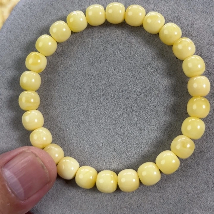 未镶嵌蜜蜡手串纯天然俄料奶白极限弧高桩8*7.5