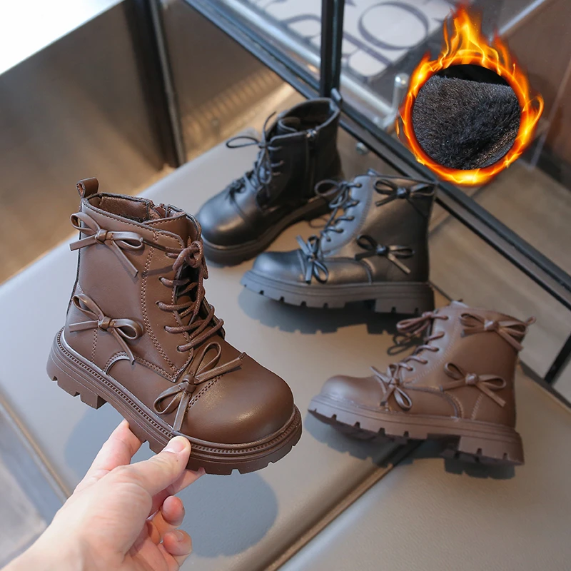 【儿童马丁靴】【加绒】【女童短靴】【休闲棉靴】2787