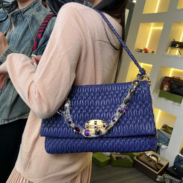 95新 MIU MIU/缪缪 紫色钻石链条包/5219