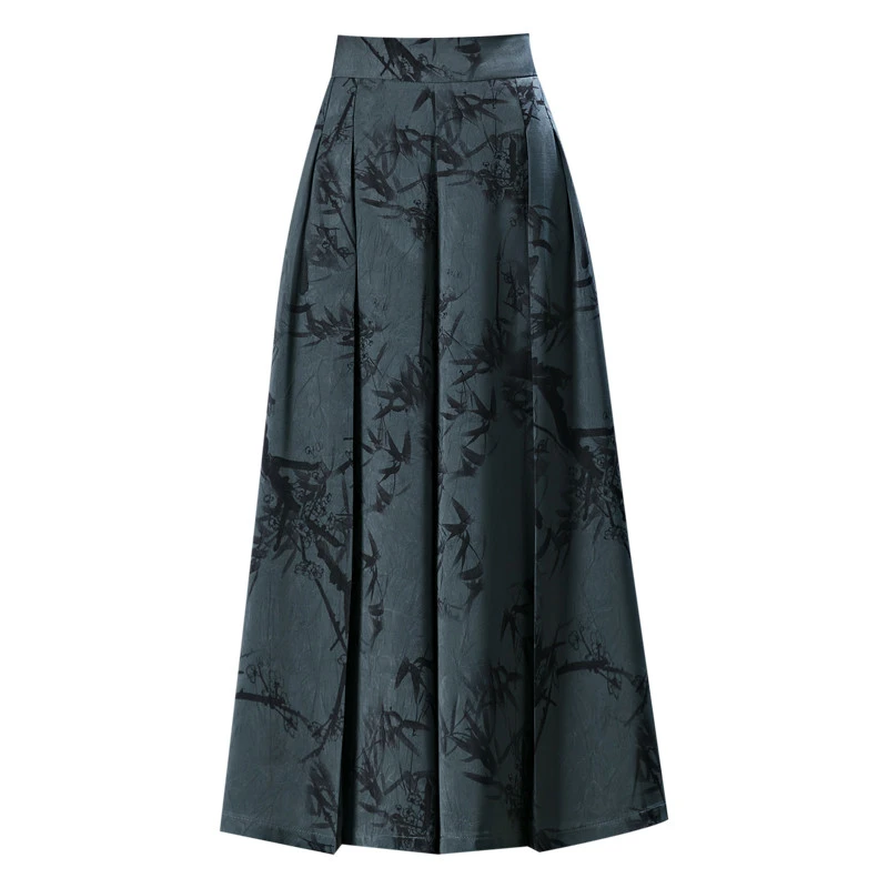 大码国风裙裤女2025夏新款薄款宽松七分裤冰丝阔腿裤中年百搭裤裙